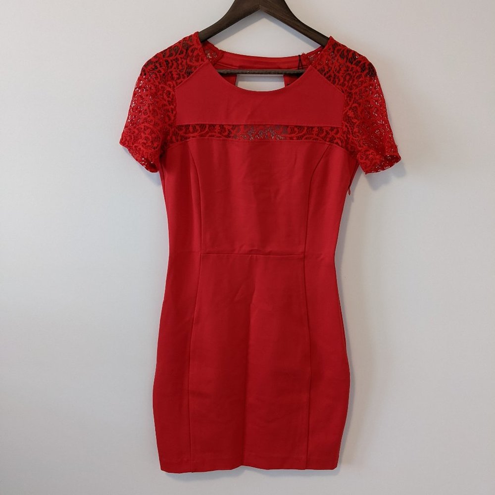 NWT Red Dress with Lace Detail